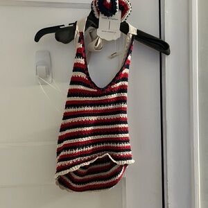 Moon & Madison Red and Blue Knit Sweater Set